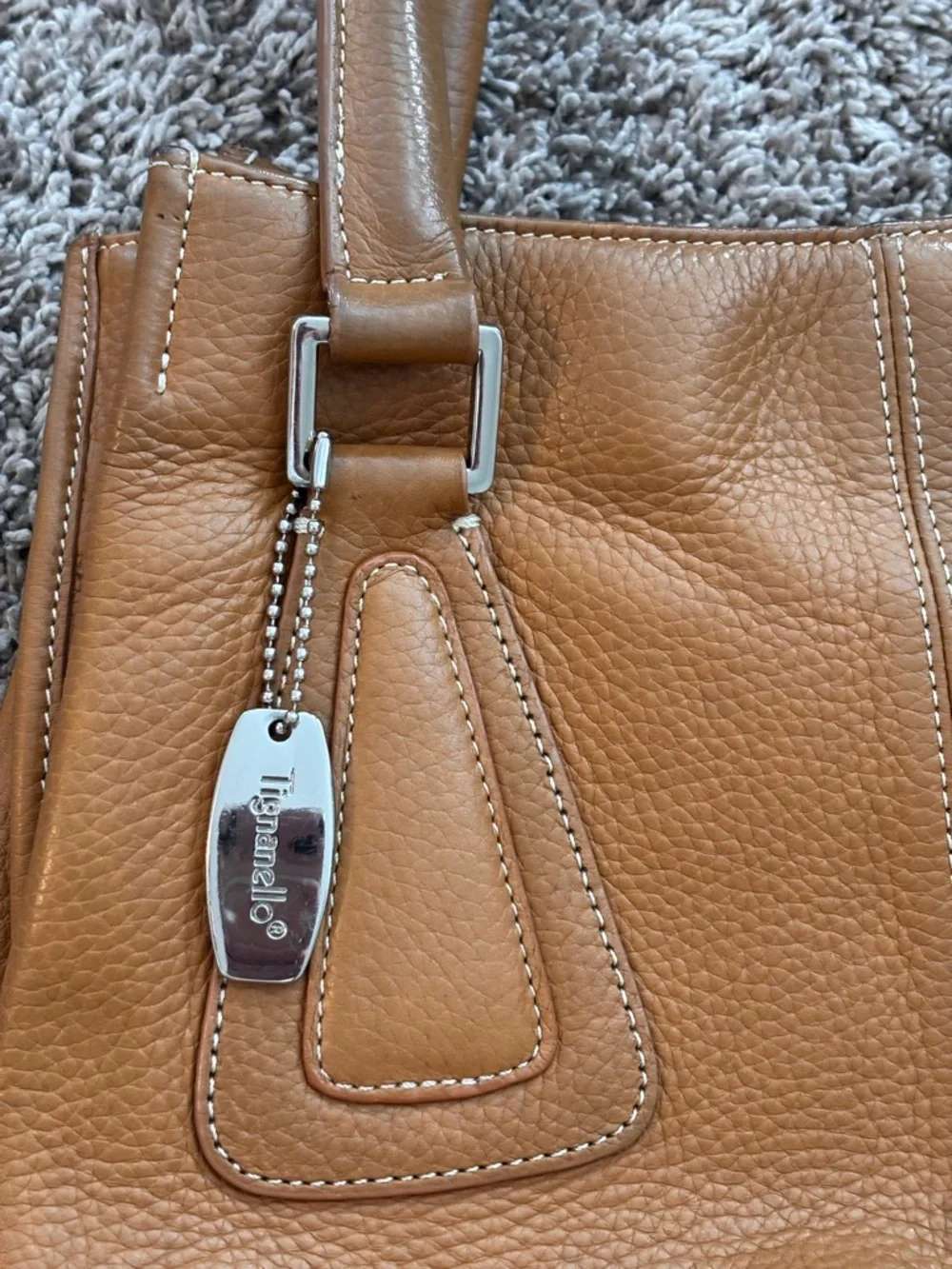 Vintage Tignanello Leather Tote Bag | Cognac Brown | Structured Shoulder Bag - Picture 8 of 11